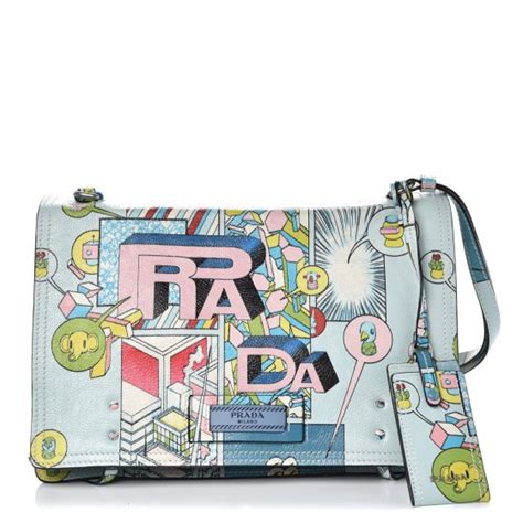 PRADA X JAMES JEAN Glace Calfskin Comic Print Small 